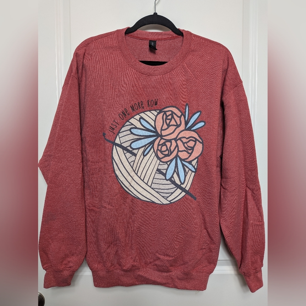Gildan Sweatshirt Custom Screen Print Knit Yarn Needle Heather Red, Size L